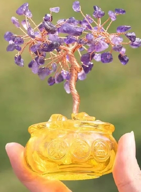 九紫离火客厅桌面发财树摆件