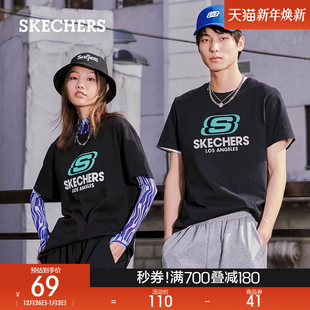 上衣户外运动休闲 圆领T恤男女同款 Skechers斯凯奇夏季 针织短袖