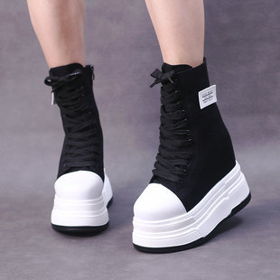 内增高15cm西部牛仔靴时尚靴子女2023新款厚底马丁靴高帮靴子潮鞋