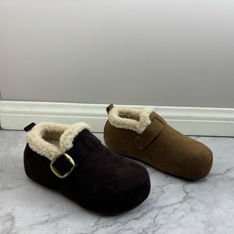 圆头勃肯鞋绒面平底鞋保暖2025新款断码处理女鞋舒适休闲加绒棉鞋