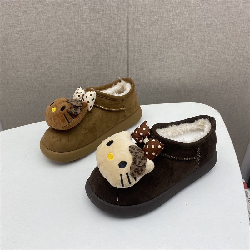 绒面平底鞋可爱圆头保暖2025新款断码处理女鞋舒适休闲加绒棉鞋