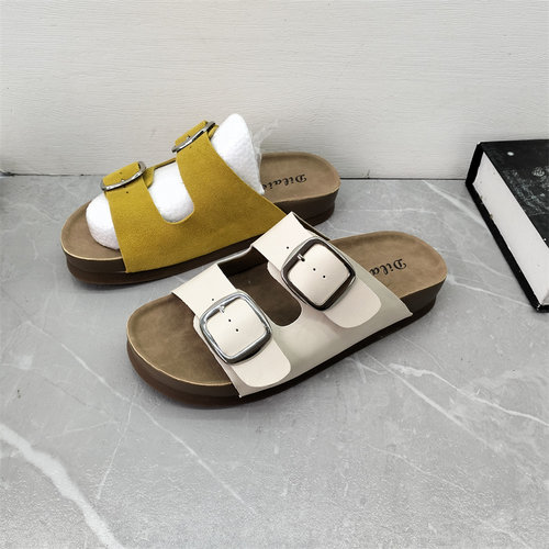 2026夏季新款PU皮带扣一字拖女平跟百搭外穿舒适凉拖鞋时尚女鞋