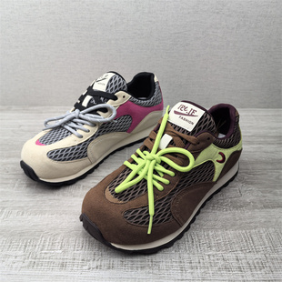 2026新款休闲运动风女鞋厚底圆头系带网面透气运动鞋舒适百搭四季