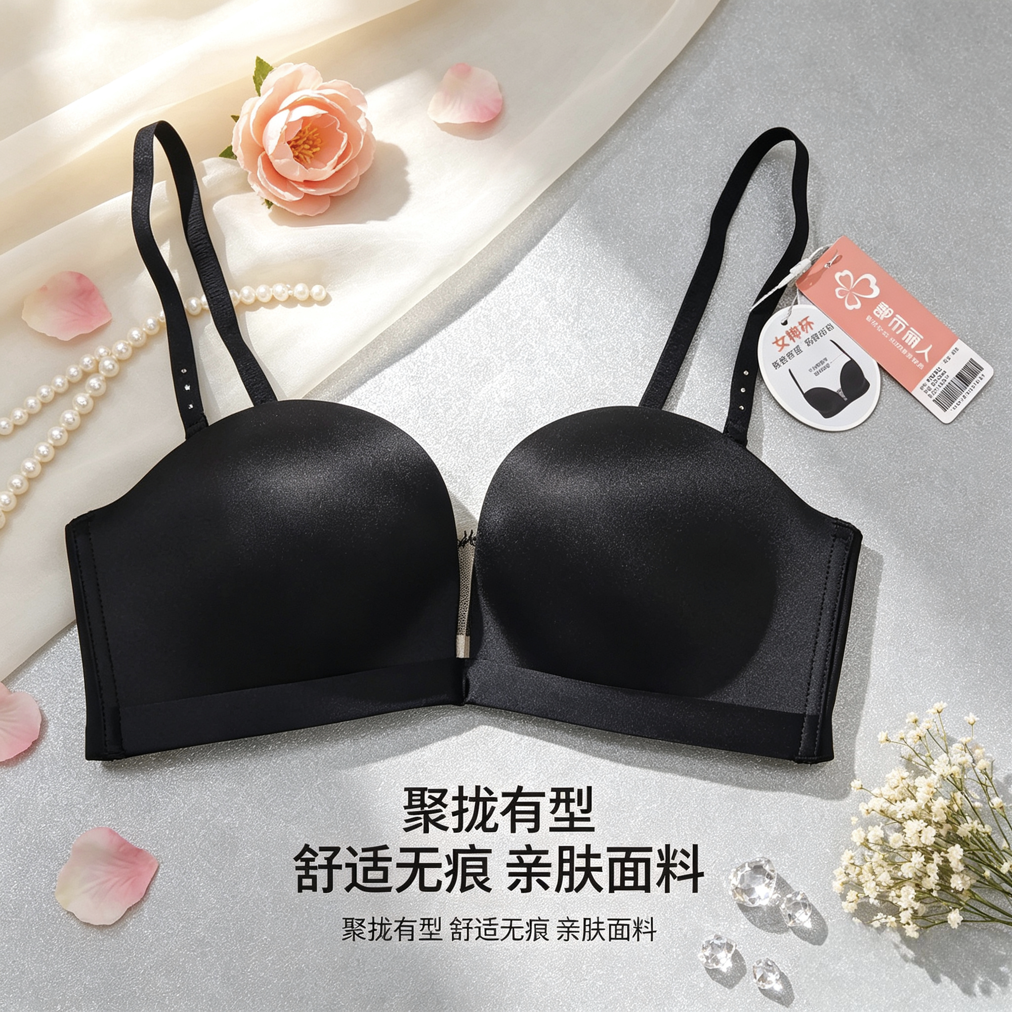 都市丽人正品内衣LBC1G1可拆卸无肩带无痕半杯上薄下厚B杯无钢圈