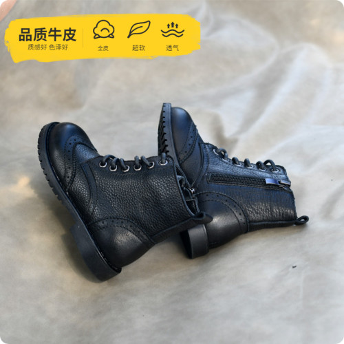贝然头层皮靴短靴女童马丁靴英伦