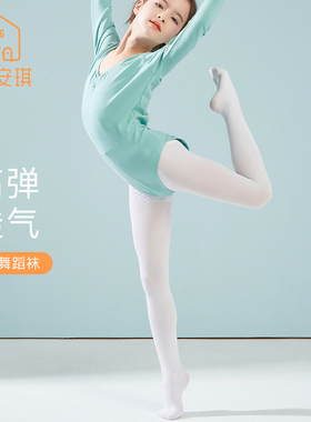 盛凯安琪女童舞蹈袜白色夏季薄款连脚防滑宝宝专用练功儿童连裤袜
