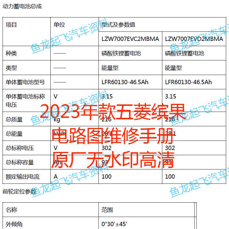 2023款五菱缤果原厂电路图维修手册汽车资料高清无水印pdf版本
