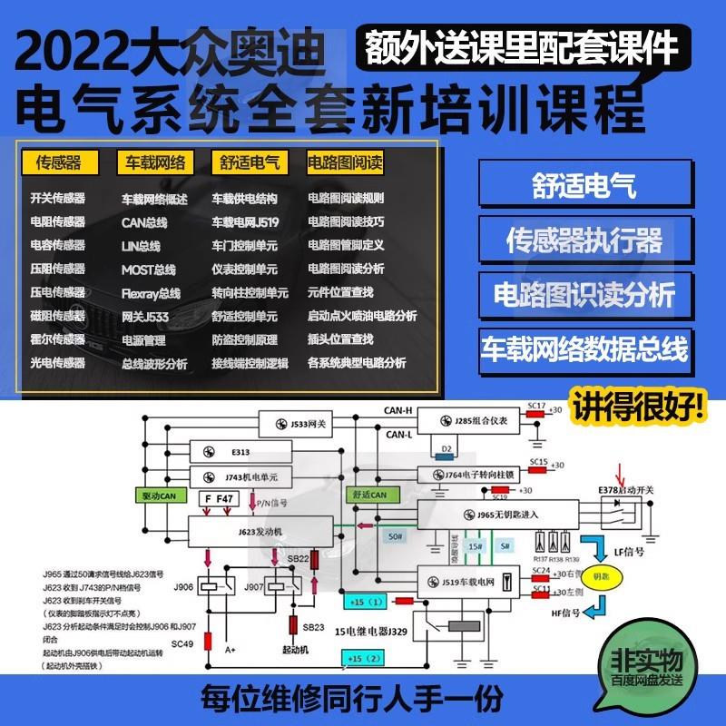 2022大众奥迪电器培训传感器网络数据总线电气电路识读维修资料