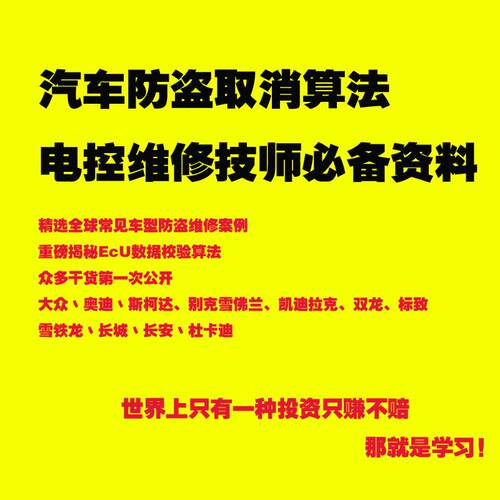 汽车维修资料 汽车防盗取消算法 电控维修技师资料