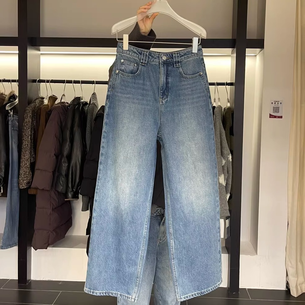 笑笑家新款简约百搭显瘦牛仔裤女