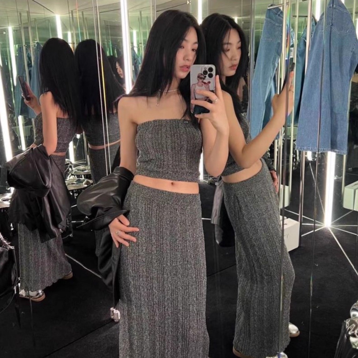 高级感针织抹胸套装女两件套