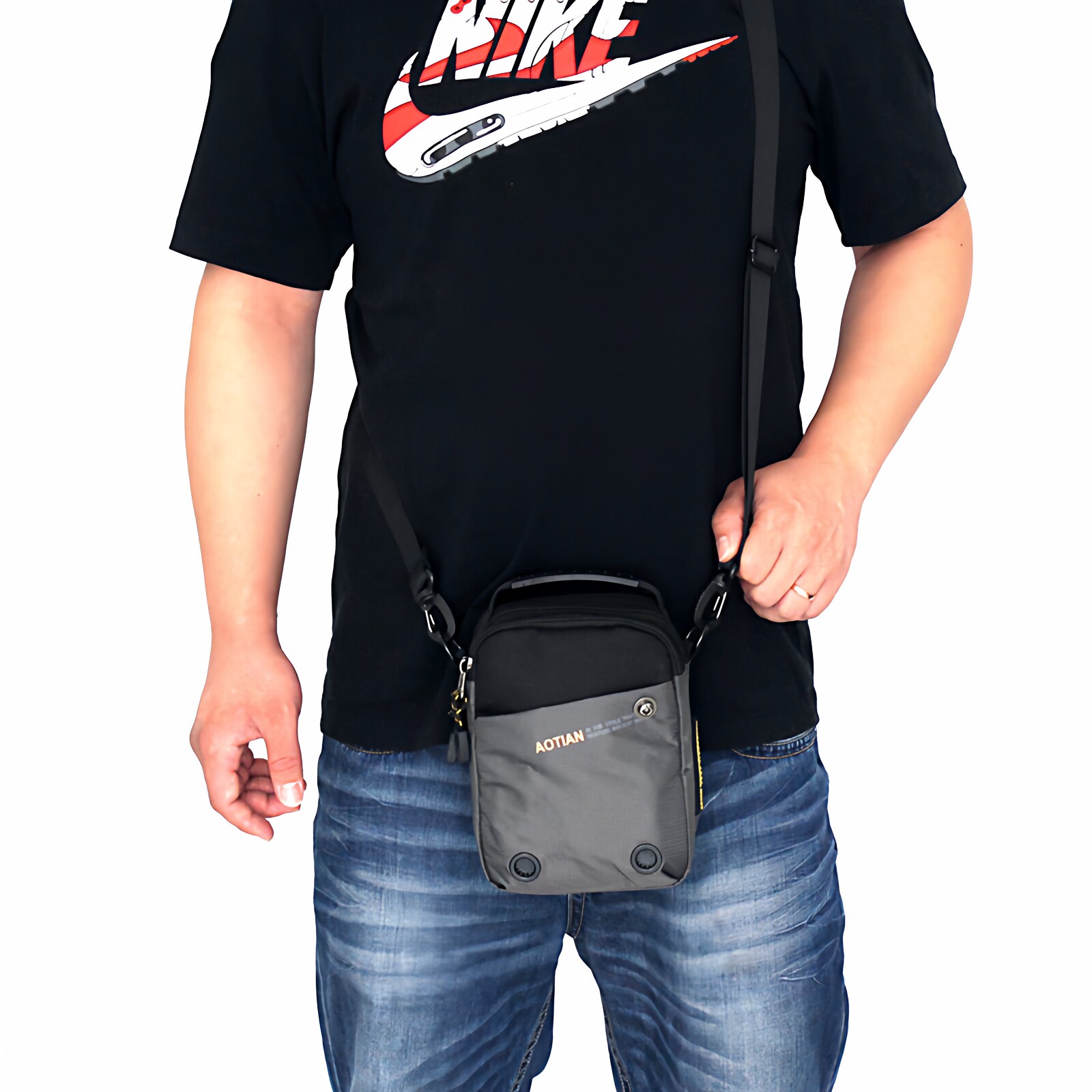 2026夏天新款潮男迷你小包轻便休闲包防水尼龙布单肩斜跨手提背包