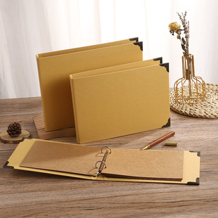 横版A4可拆卸相册A5牛皮纸文件夹 B5活页本资料册画册夹资料夹diy