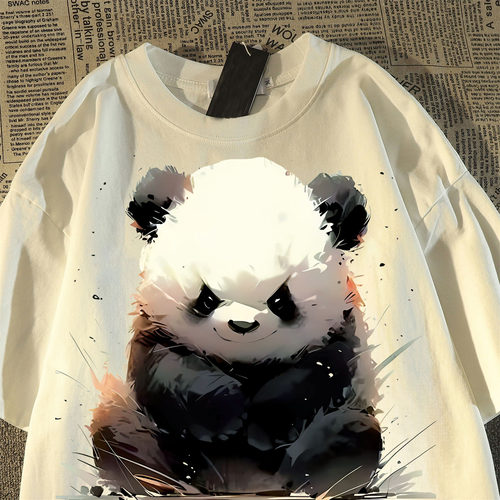 短袖通勤男女vintage愤怒熊猫