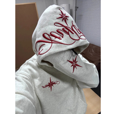 立体刺绣字母连帽卫衣男士冬季