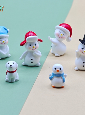 圣诞雪人企鹅树脂桌面摆件