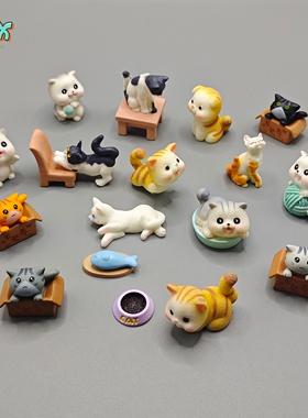 可爱仿真猫咪树脂公仔摆件