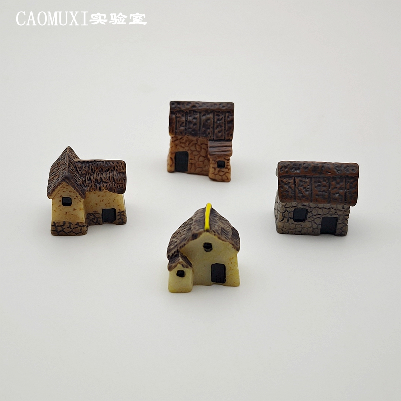 微缩小号 房屋模型 微型小房子 茅草屋 树脂 微景观摆件 桌面装饰