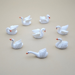 仿真动物可爱天鹅模型迷你小白鹅公仔树脂桌面装饰品微景观小摆件