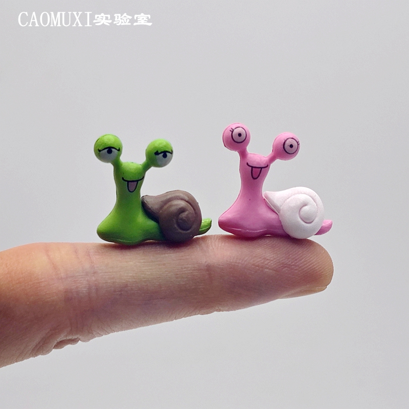 迷你仿真动物模型 小号蜗牛公仔塑料材料微缩景观摆件 桌面工艺品