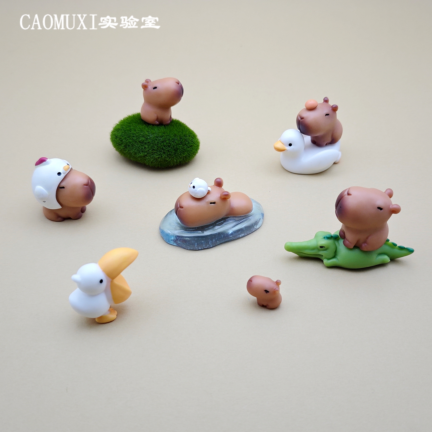 仿真动物模型创意可爱水豚卡皮巴拉小公仔树脂玩偶 DIY微景观摆件