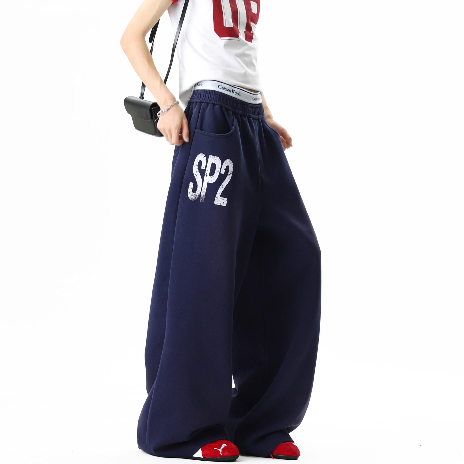 美式重磅字母印花垂感卫裤男夏季潮牌宽松运动休闲裤街舞阔腿长裤,男装,休闲裤,淘宝优惠券,粉丝福利购,淘宝优惠卷