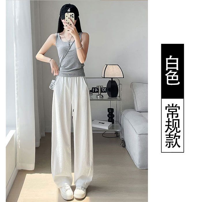 灰色冰丝弯刀裤女夏季薄款2025新款韩版显瘦运动速干山本阔腿裤子