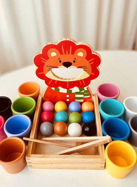 蒙氏早教益智玩具 颜色认知分类球和杯子喂食玩具宝宝专注力教具