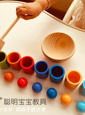 蒙氏早教益智玩具颜色配对分类杯启蒙认知教具宝宝专注力精细动作