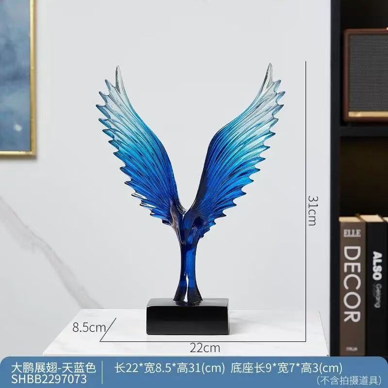 大鹏展翅天使之翼透明树脂工艺品摆件家居客厅玄关装饰品轻奢风