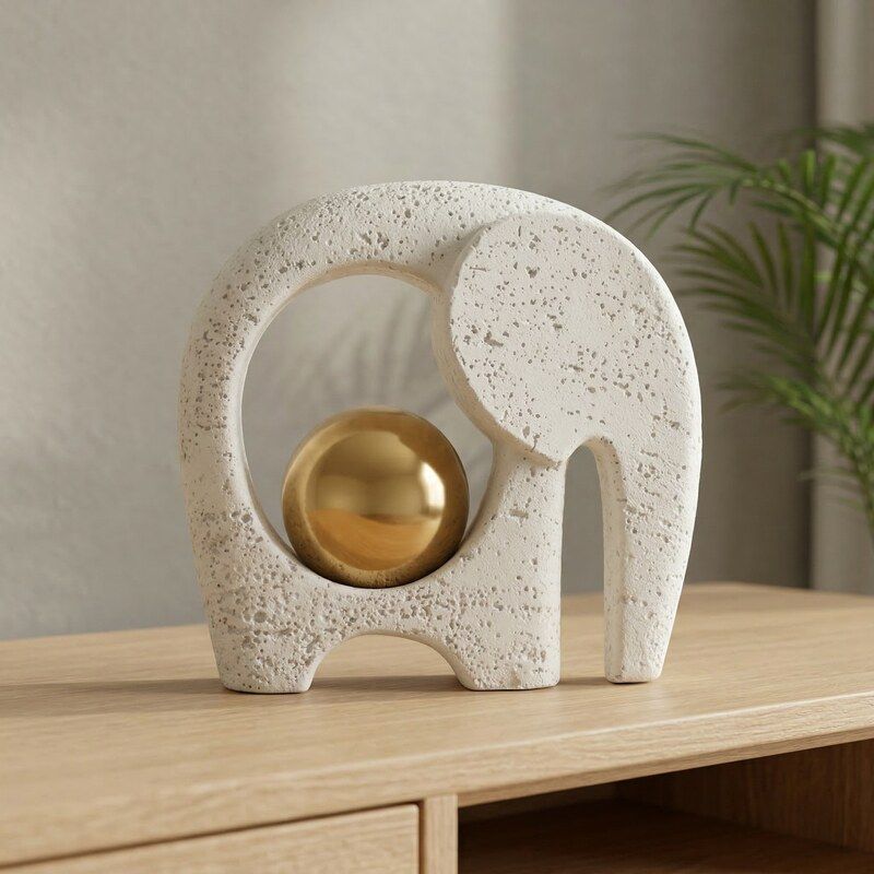 大象雕塑摆件 现代简约抽象树脂装饰品 客厅玄关酒柜桌面家居装饰