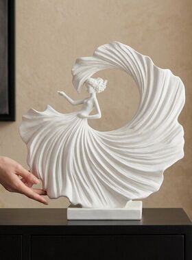 现代简约抽象人物雕塑摆件白色树脂装饰品客厅书房工艺品