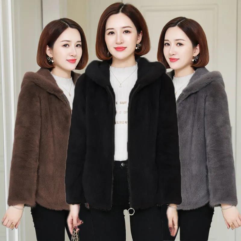 休闲外套女冬季加绒加厚双面珊瑚绒连帽保暖卫衣开衫拉链抓绒衣女