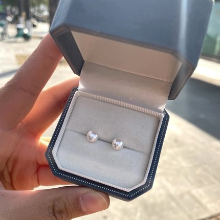 诸暨天然淡水珍珠耳钉馒头珠6-7mm性价比裸珠diy耳饰扁圆微瑕