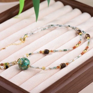 国潮大漆转运珠锁骨链新中式流行多宝项链绳复古小清新首饰饰品