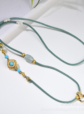 新款国风极简翡翠菱镁矿吊坠绳