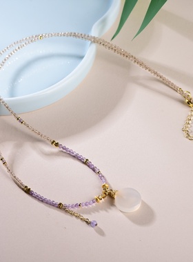 轻奢新中式紫水晶渐变锁骨链