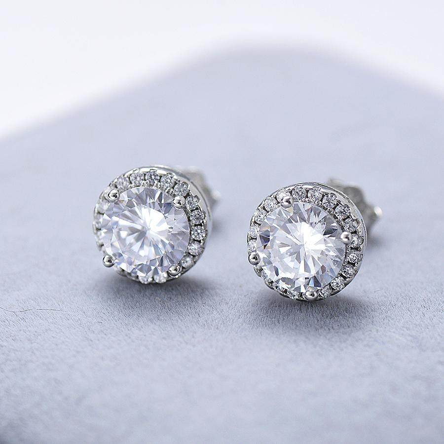 S925银针防过敏仿真钻石满钻男女款耳钉嘻哈高级感潮轻奢微镶耳饰