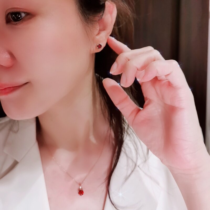 精致六爪红色锆石项链女时尚小众