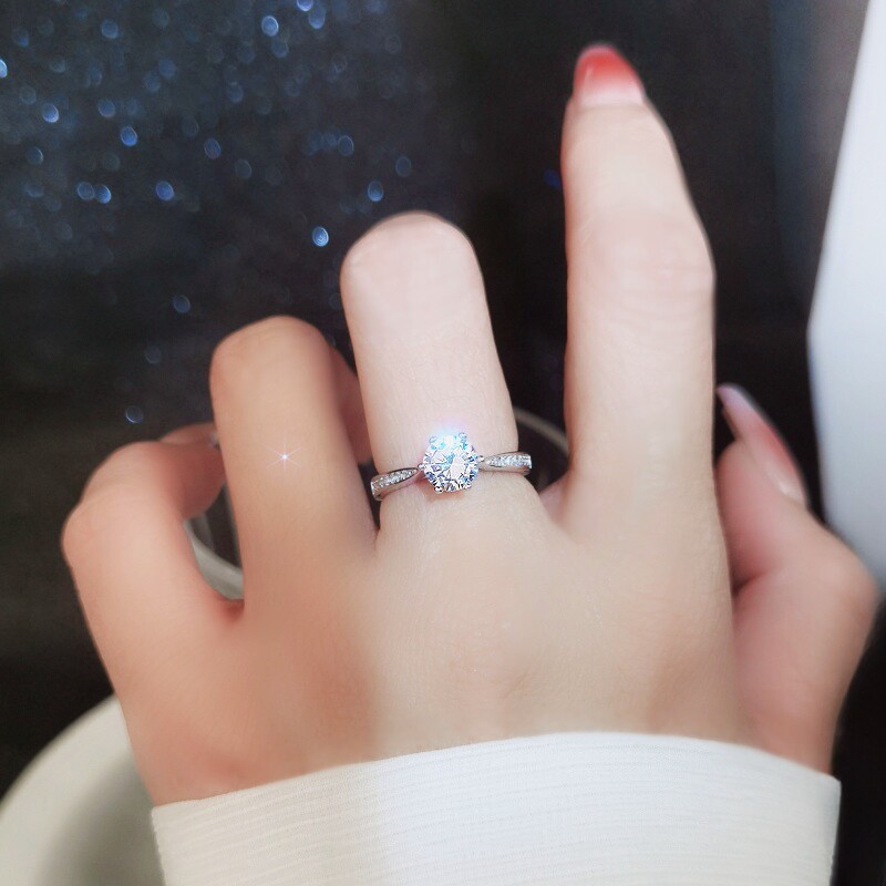 珍爱六爪一克拉情侣仪式结婚对戒