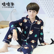 男孩春秋中大童卡通全棉家居服套装 秋季 儿童睡衣男童秋款 纯棉长袖