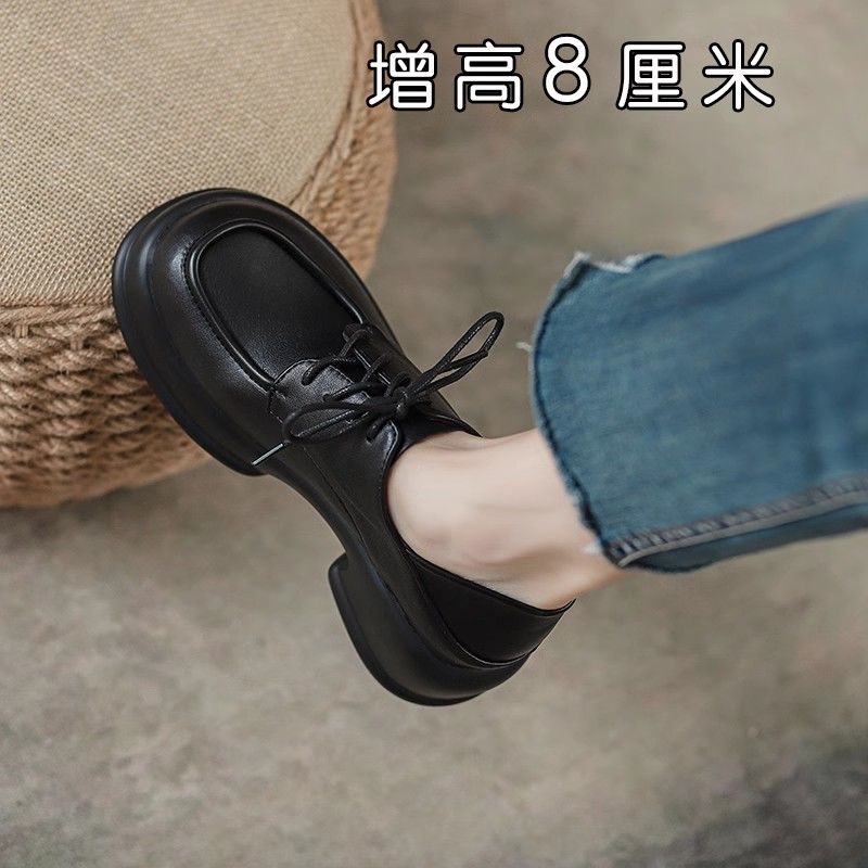 【免邮试穿】真皮增高小皮鞋女鞋