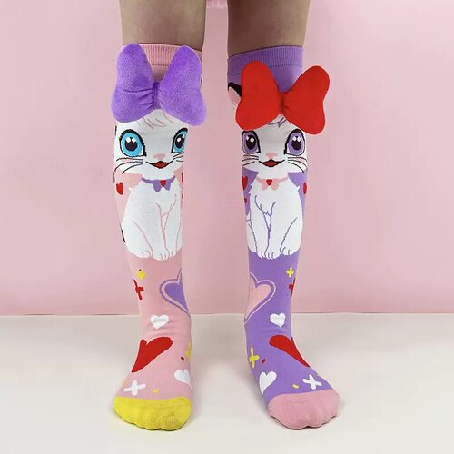 跨境卡通小腿袜Free size 3D Cartoon socks kids over kne