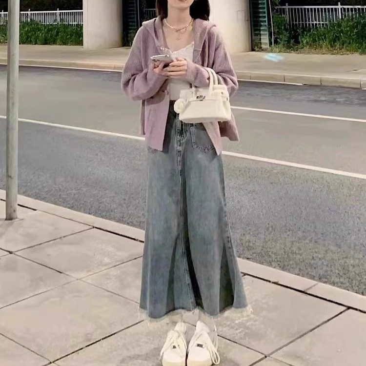 春夏新款矮小个子高腰显瘦牛仔鱼尾半身裙包臀裙a字中长裙xxs码女