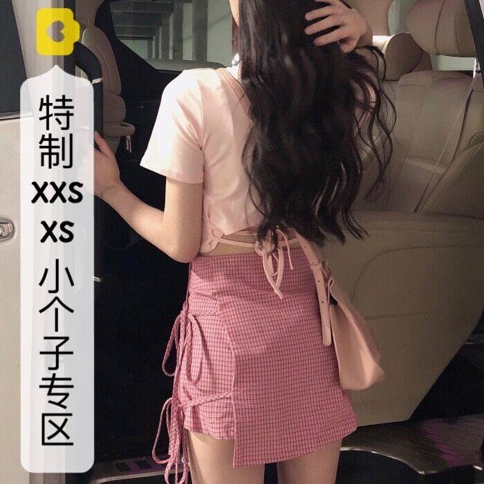 小个子风显高搭配绑带xs码短裤裙