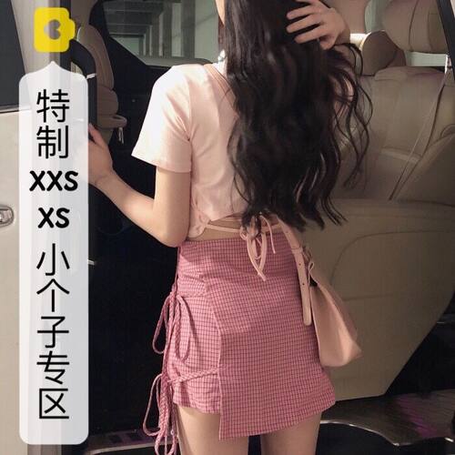 小个子风显高搭配绑带xs码短裤裙