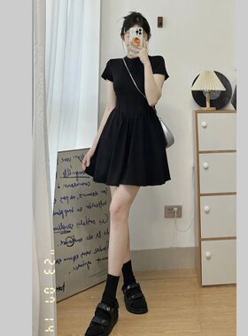 小矮个子短款连衣裙女夏装收腰