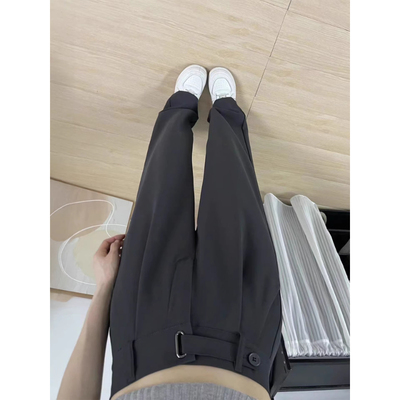 早秋新款小个子韩系穿搭西装裤女高腰垂感休闲裤宽松拖地阔腿裤xs