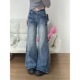 145矮小个子高腰复古水洗微喇牛仔裤 150cm宽松显瘦直筒阔腿长裤