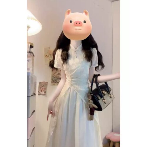 150CM新中式国风改良旗袍小个子温柔高级感显高设计感气质长裙XS